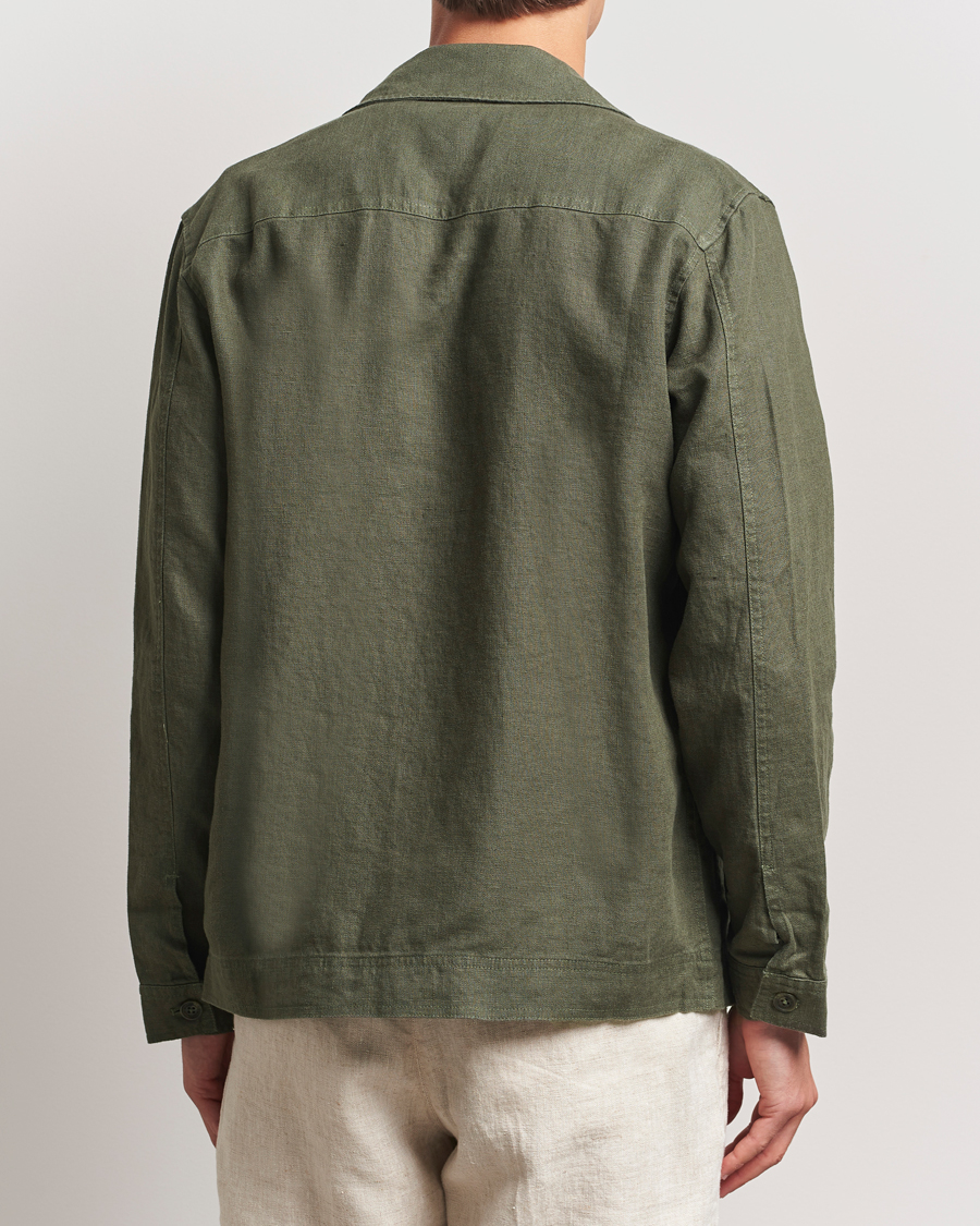 Homme | Chemises | NN07 | Olav Linen Overshirt Croc Green