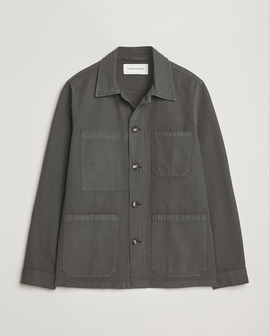 Homme | Manteaux Et Vestes | A Day's March | Herringbone Overshirt Olive