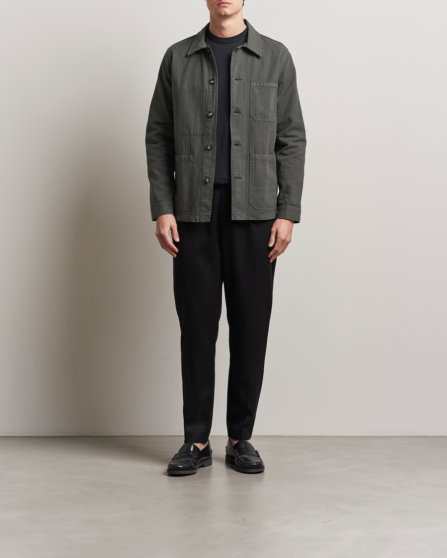Homme | Manteaux Et Vestes | A Day's March | Herringbone Overshirt Olive