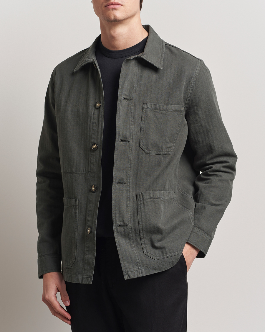 Homme | Manteaux Et Vestes | A Day's March | Herringbone Overshirt Olive