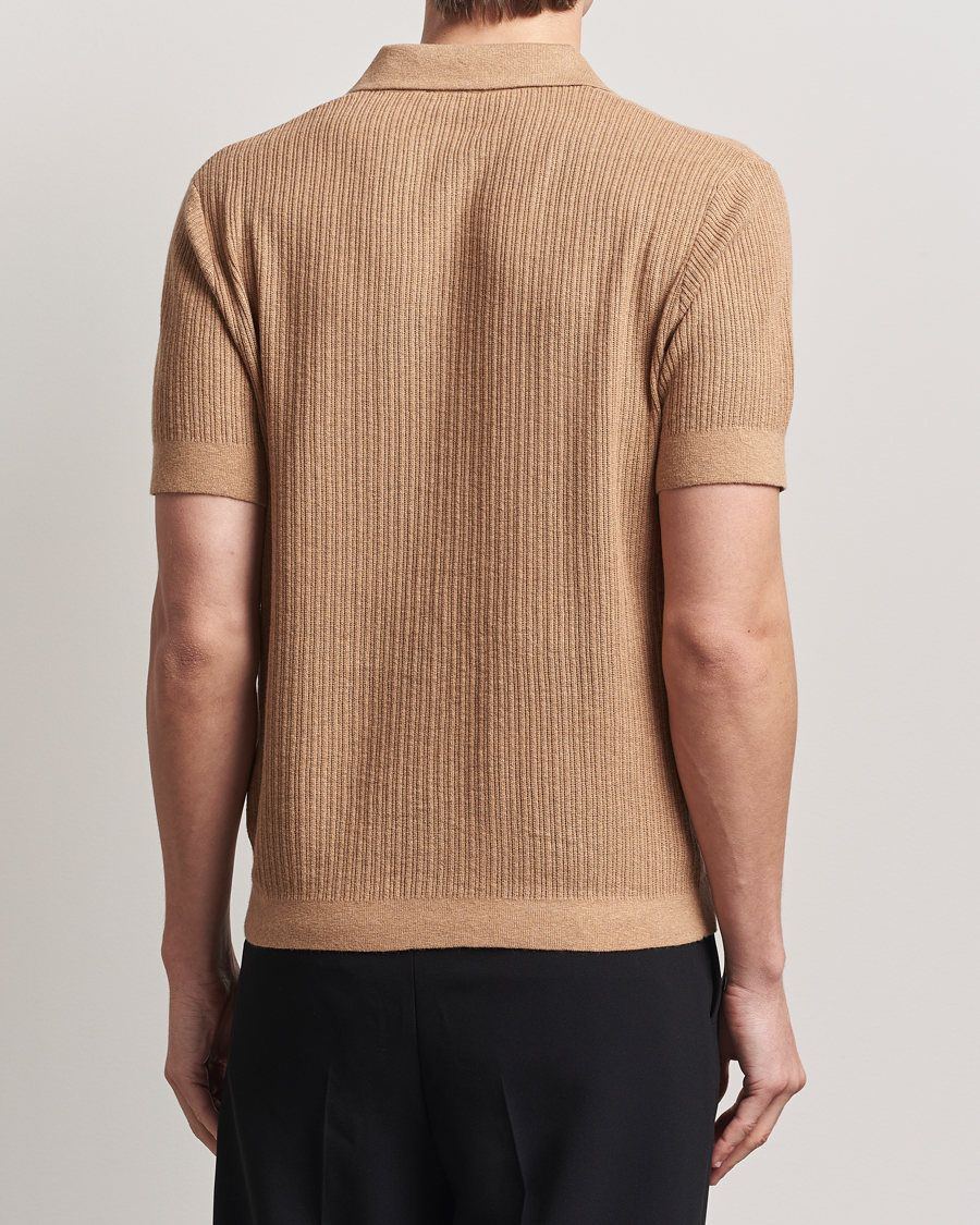 Homme | Pulls Et Tricots | A Day's March | Aspen Structure Short Sleeve Polo Camel