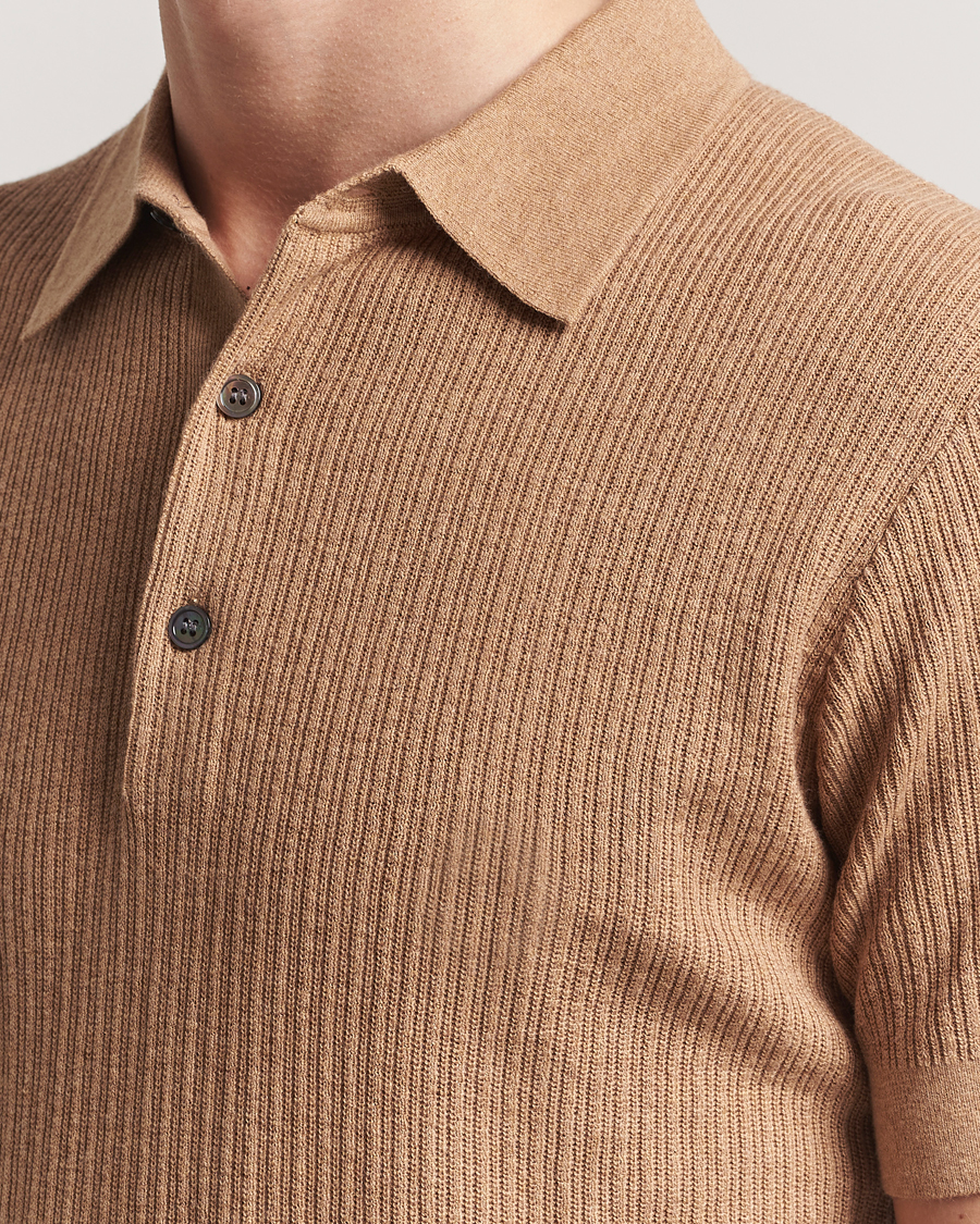 Homme | Pulls Et Tricots | A Day's March | Aspen Structure Short Sleeve Polo Camel