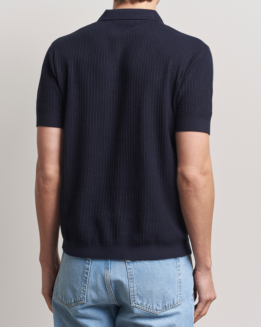 Homme | Pulls Et Tricots | A Day's March | Aspen Structure Short Sleeve Polo Navy