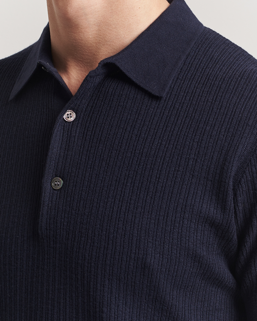 Homme | Pulls Et Tricots | A Day's March | Aspen Structure Short Sleeve Polo Navy