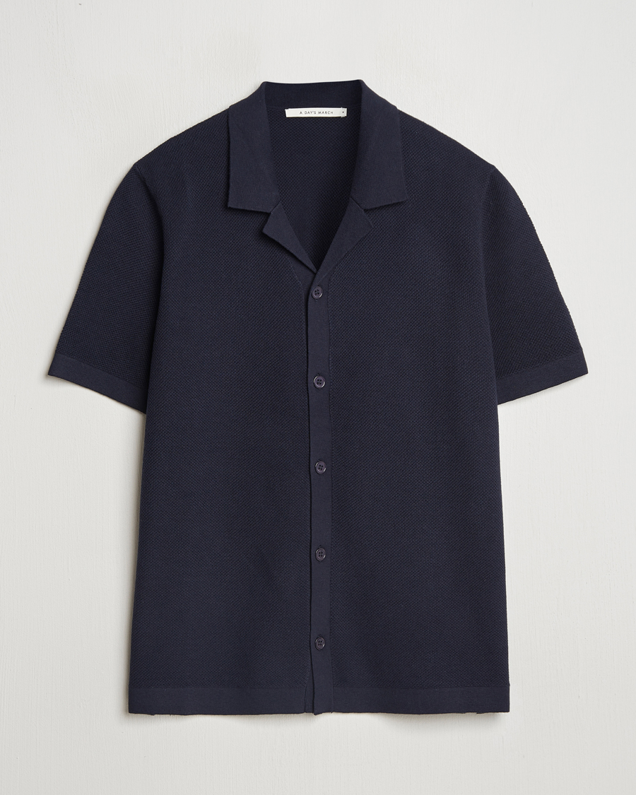 Homme | Pulls Et Tricots | A Day's March | Yamu Structure Short Sleeve Navy