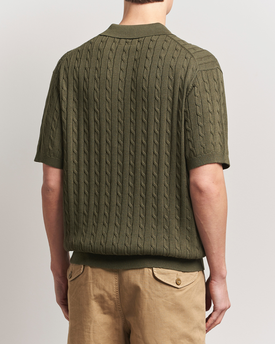 Homme | Polos | BEAMS PLUS | Short Sleeve Cable Polo Olive