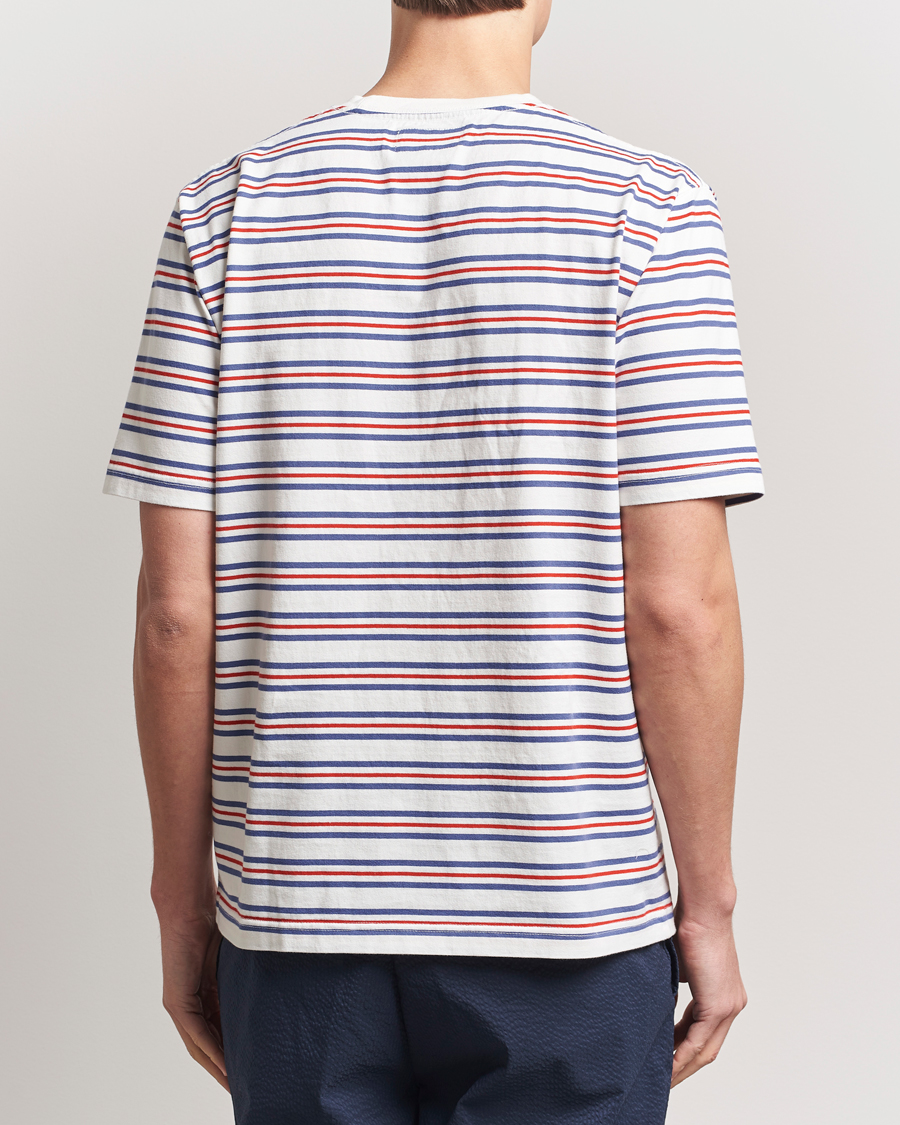 Homme | T-shirts | BEAMS PLUS | Short Sleeve T-Shirt Blue/Red Stripe