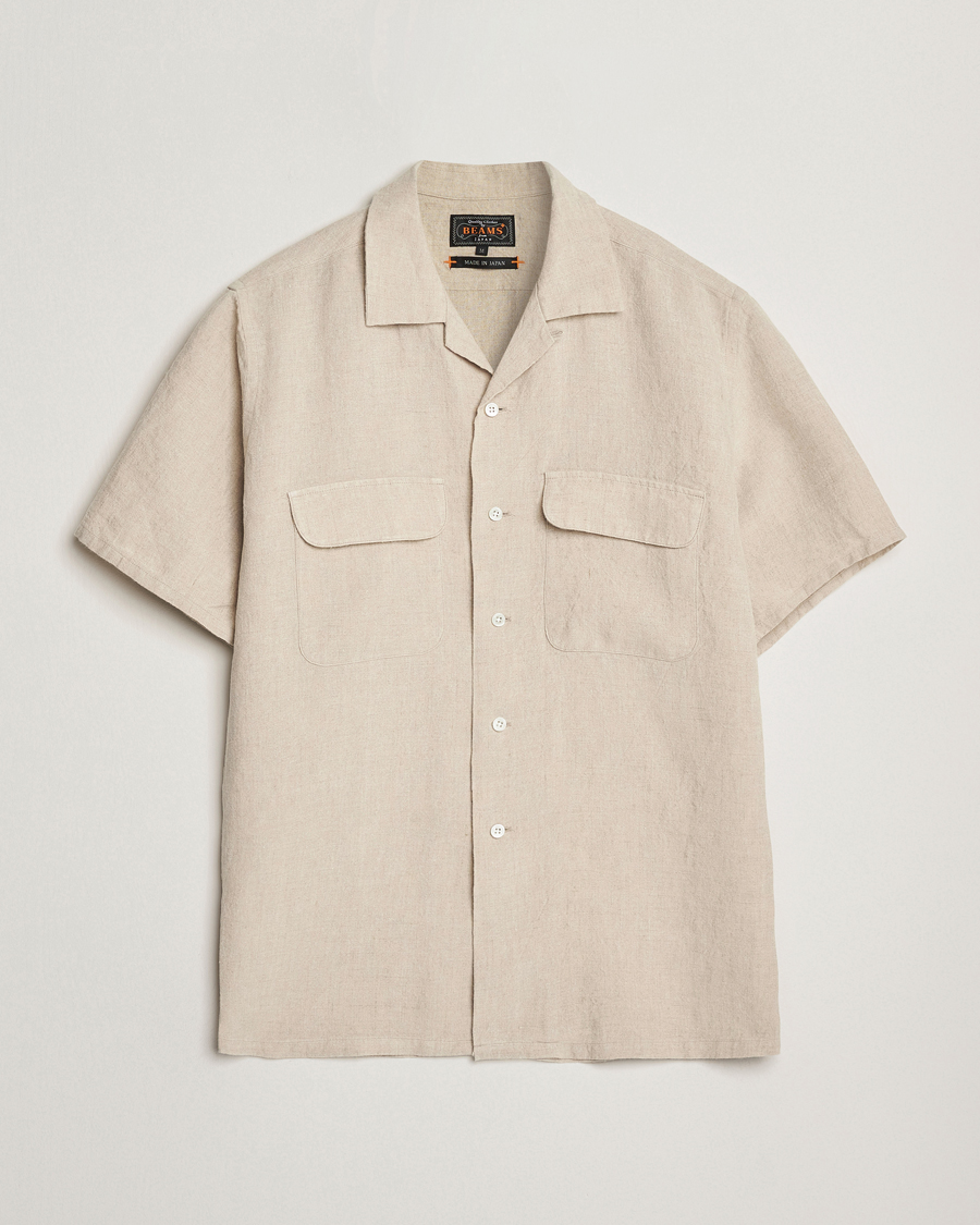 Homme | Chemises | BEAMS PLUS | Short Sleeve Linen Camp Shirt Beige