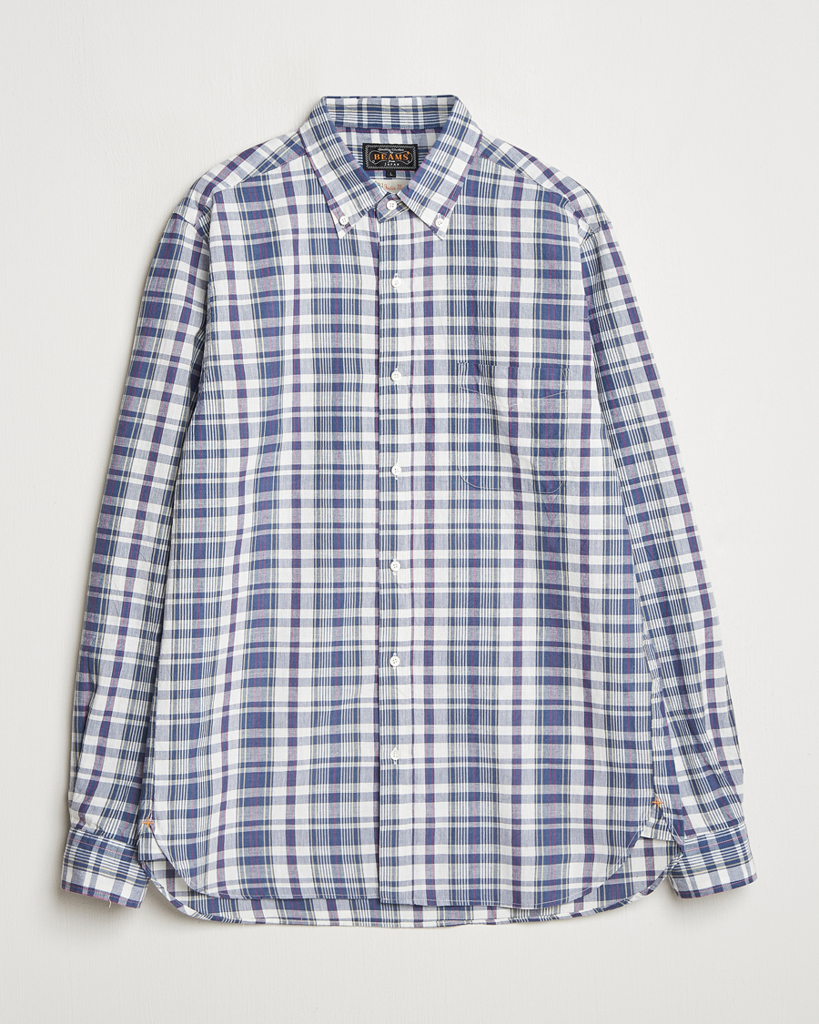 Homme | Chemises | BEAMS PLUS | Madras Button Down Shirt White/Blue