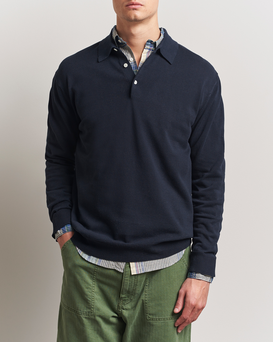 Homme | Pulls Et Tricots | BEAMS PLUS | Long Sleeve 12G Knit Polo Navy