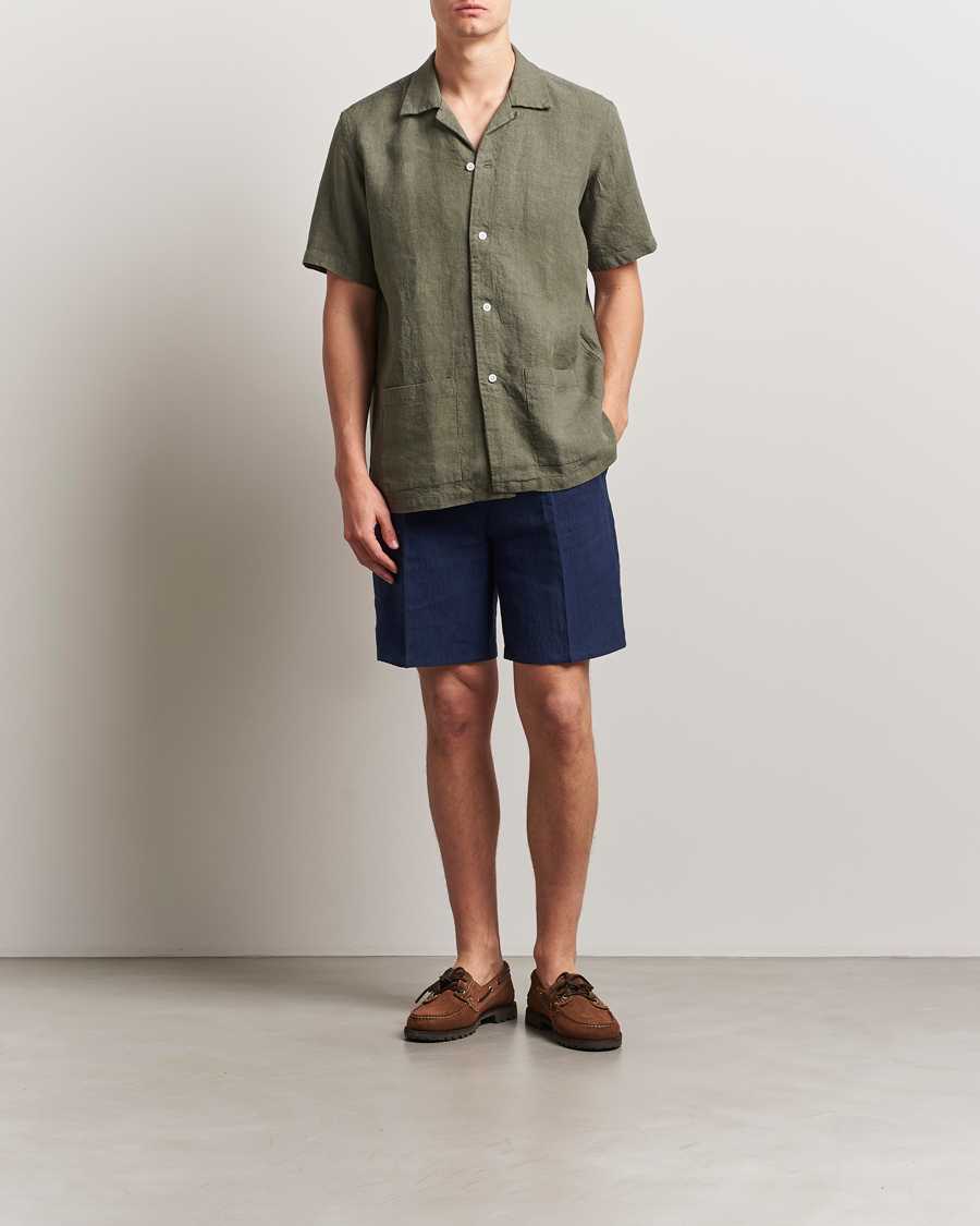 Homme | Chemises | Kamakura Shirts | Heavy Linen Beach Shirt Green