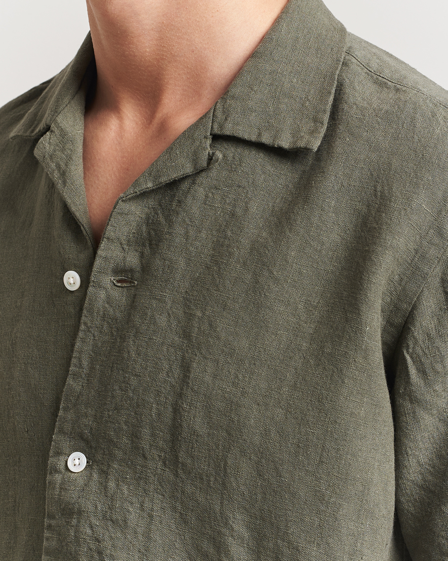 Homme | Chemises | Kamakura Shirts | Heavy Linen Beach Shirt Green