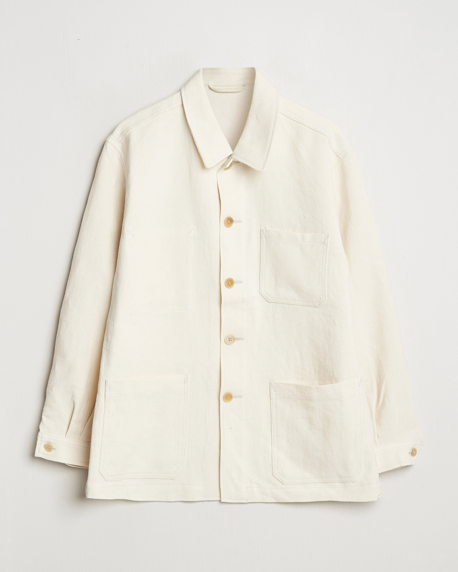 Homme | Manteaux Et Vestes | Kamakura Shirts | Linen French Worker Jacket Off White