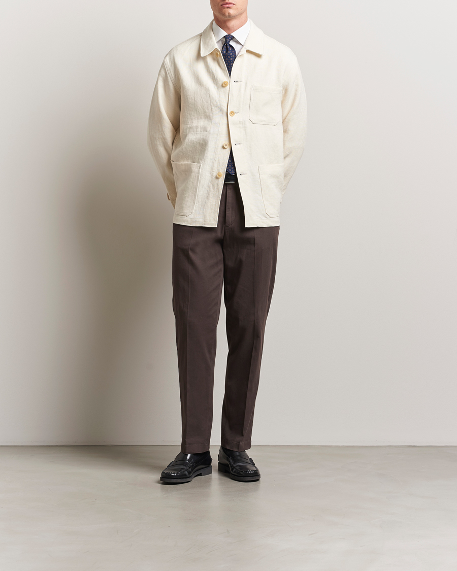 Homme | Manteaux Et Vestes | Kamakura Shirts | Linen French Worker Jacket Off White