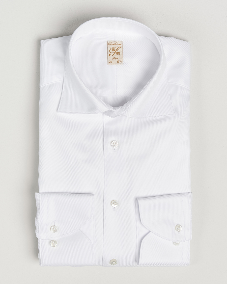 Homme | Chemises | Stenströms | 1899 Slim Cotton Twill Shirt White