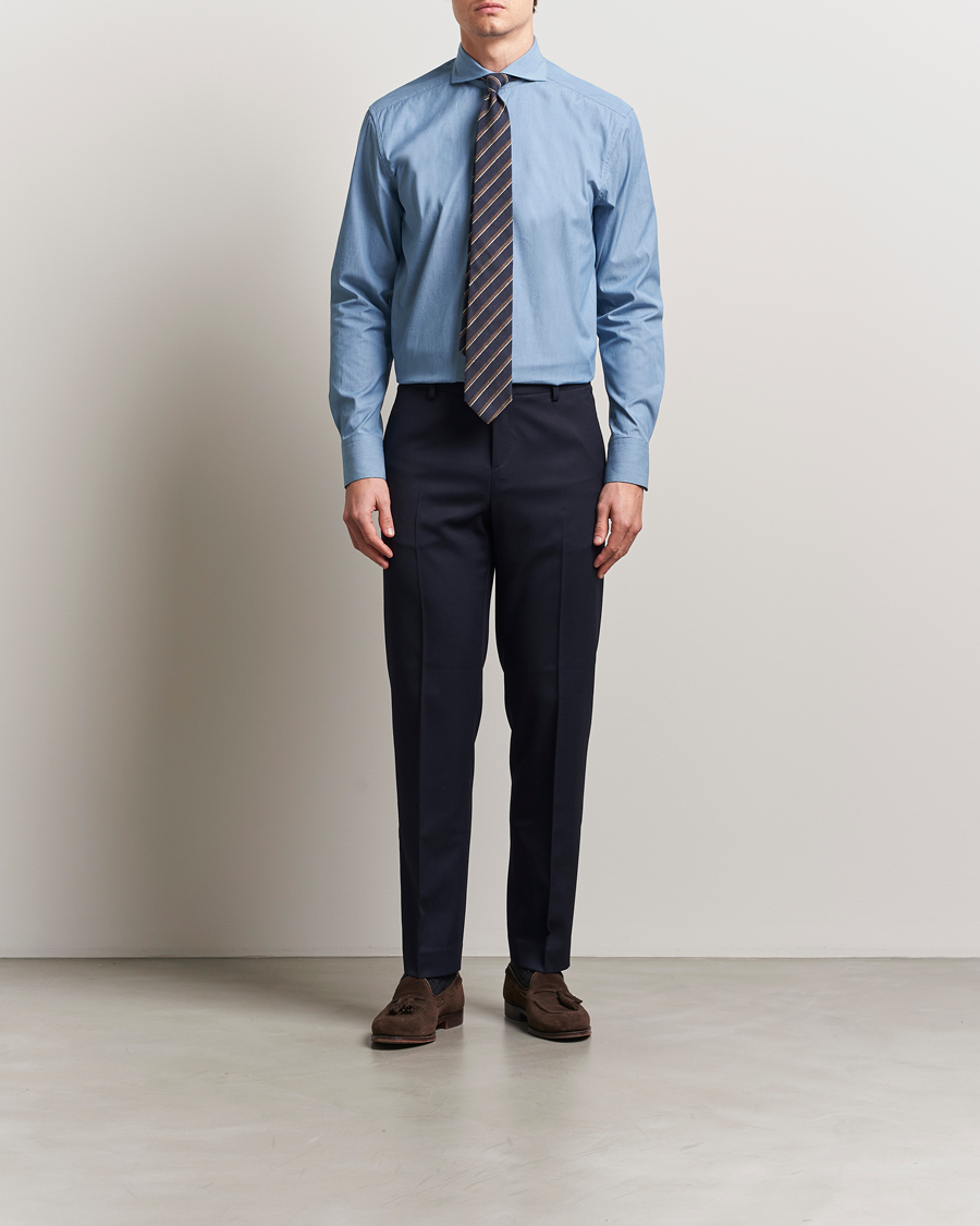 Homme | Chemises | Stenströms | 1899 Denim Poplin Shirt Indigo