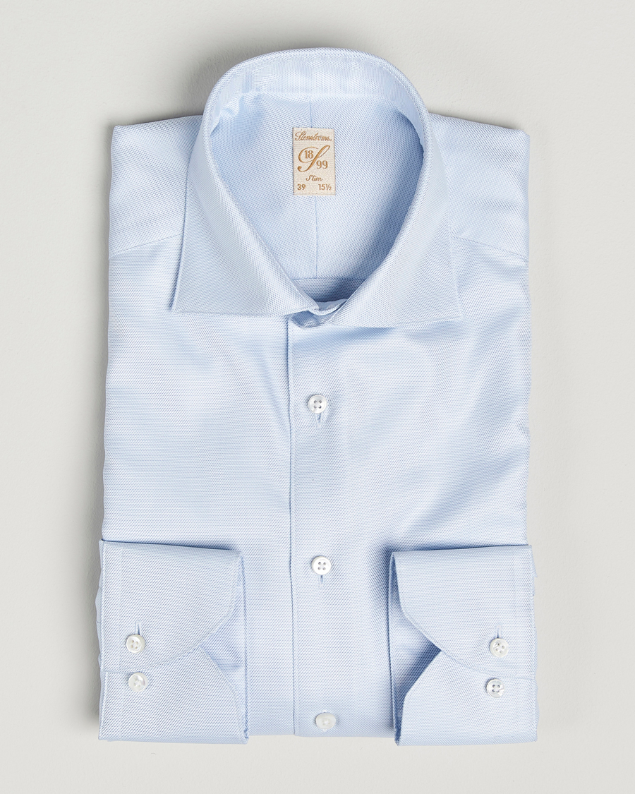 Homme | Chemises | Stenströms | 1899 Slim Cotton Twill Shirt Light Blue