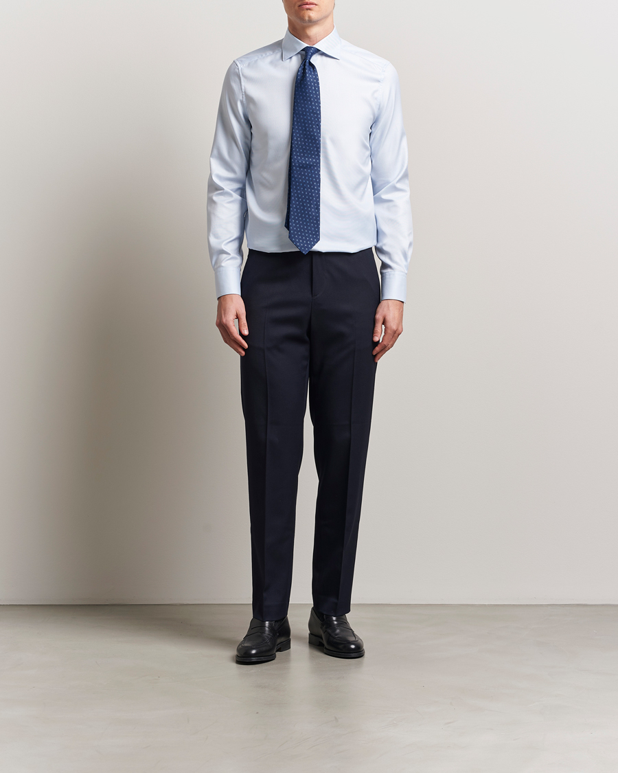 Homme | Chemises | Stenströms | 1899 Slim Cotton Twill Shirt Light Blue