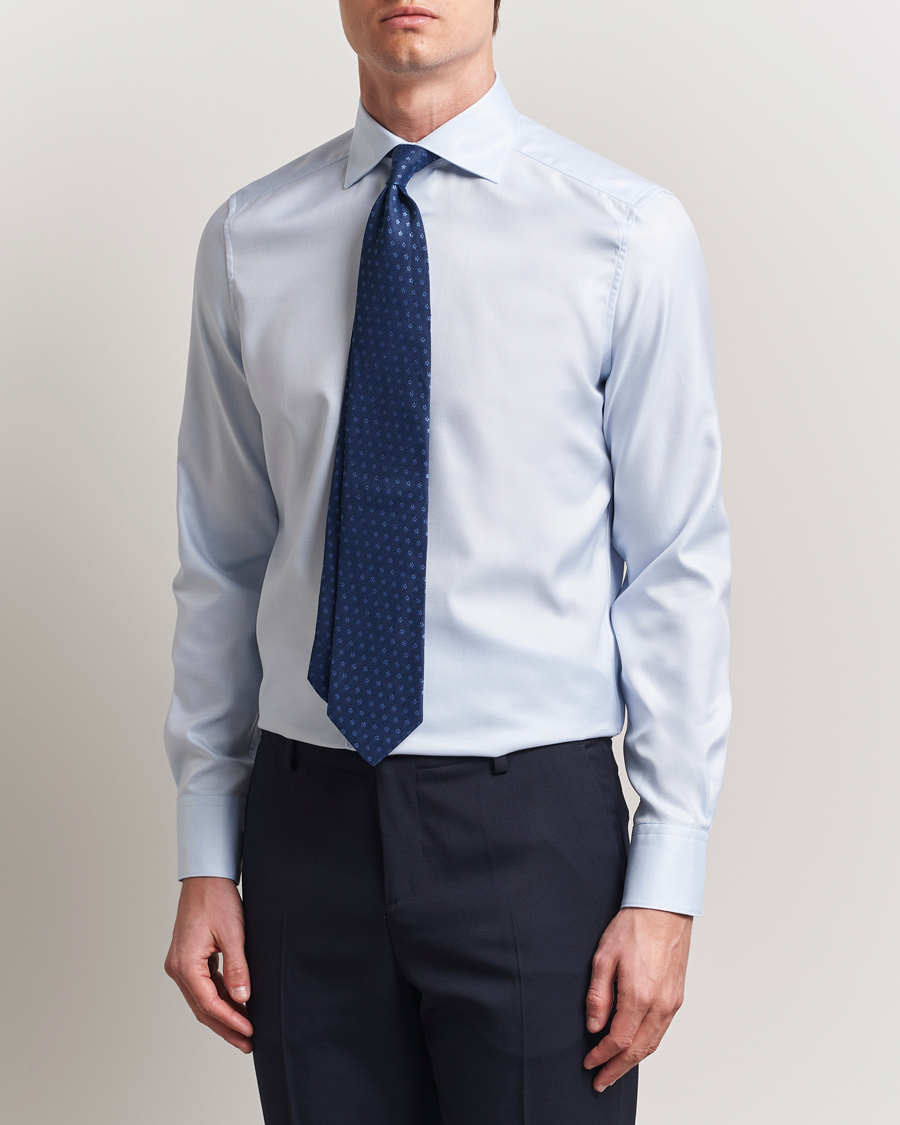 Homme | Chemises | Stenströms | 1899 Slim Cotton Twill Shirt Light Blue