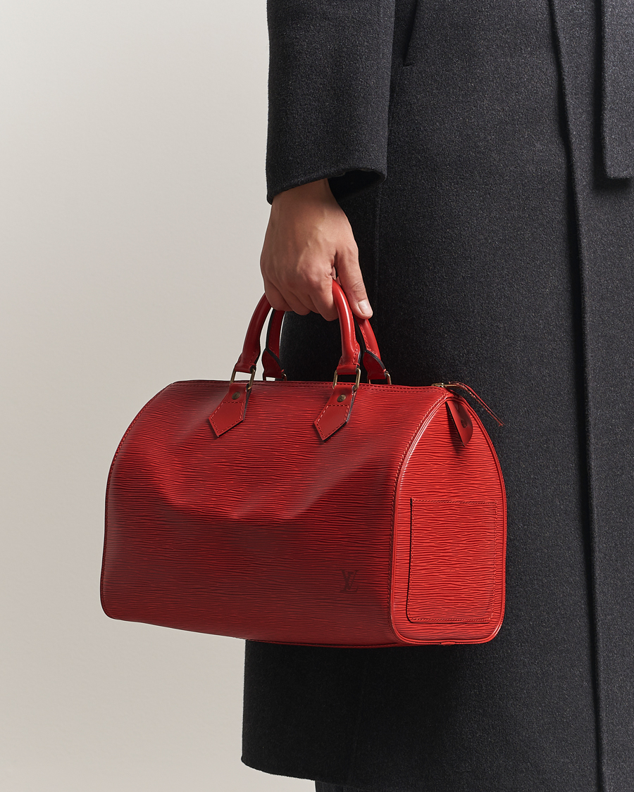 Homme | Louis Vuitton Pre-Owned Speedy 30 Handbag Epi Leather Red | Louis Vuitton Pre-Owned | Speedy 30 Handbag Epi Leather Red