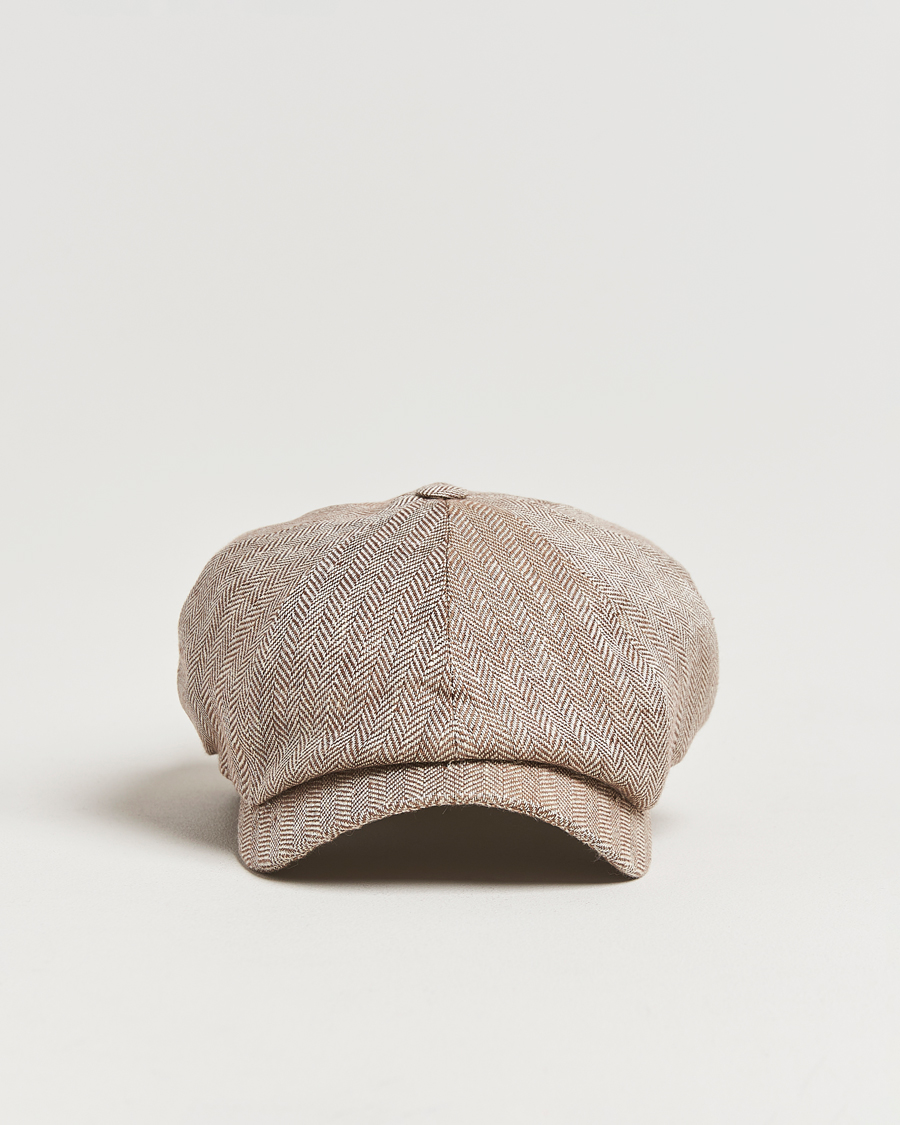 Homme | Bobs Et Casquettes | Wigéns | Newsboy Classic Linen Herringbone Cap Brown