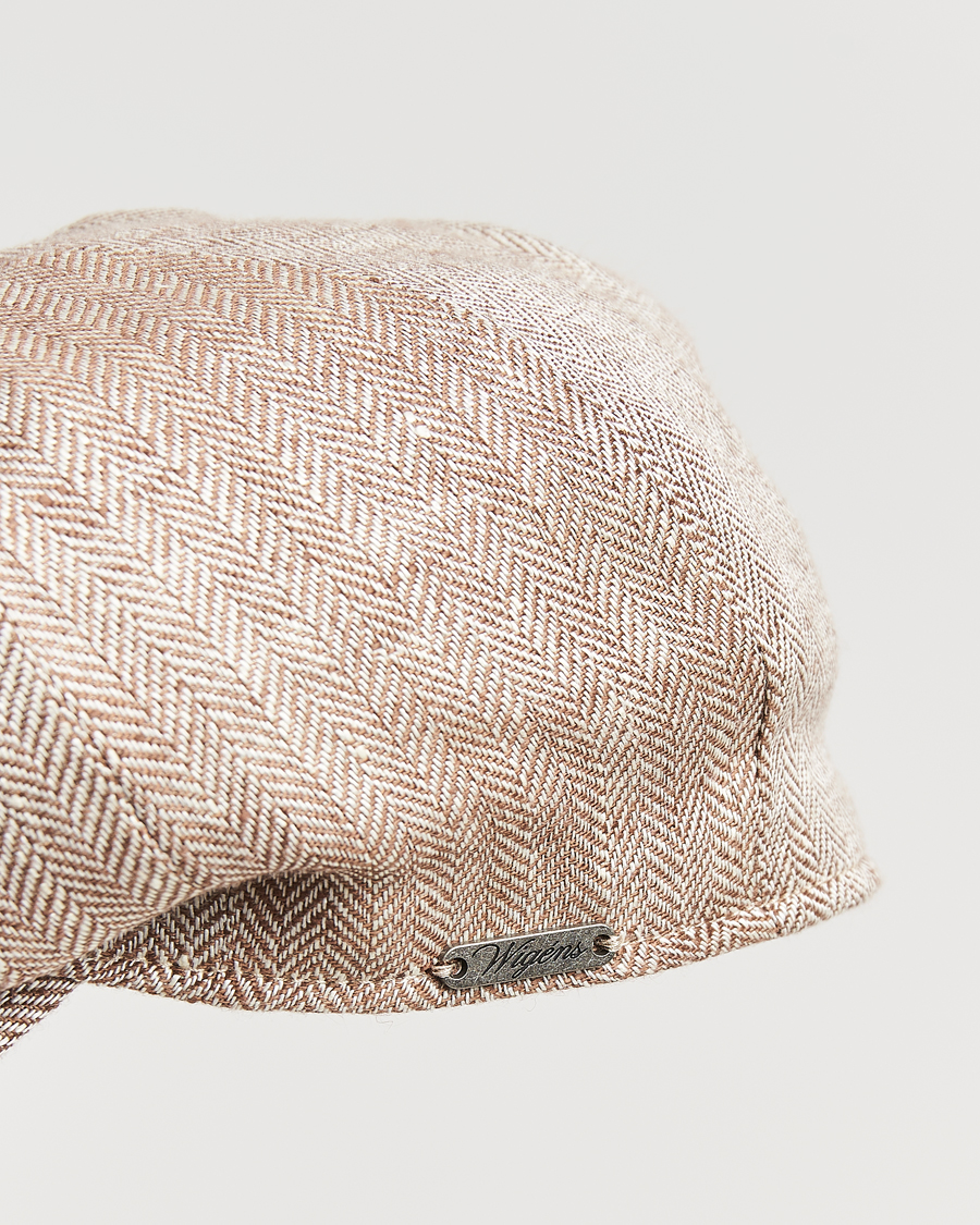 Homme | Bobs Et Casquettes | Wigéns | Newsboy Classic Linen Herringbone Cap Brown