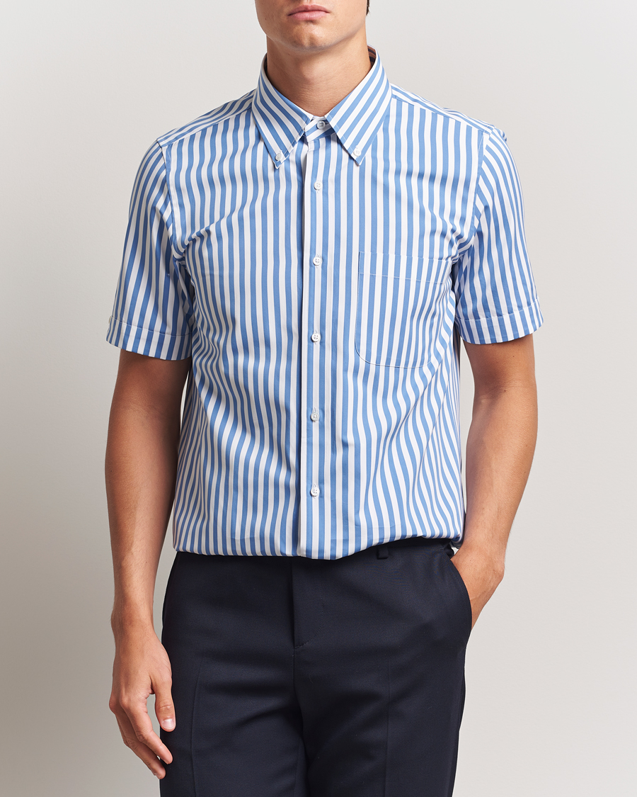 Homme | Chemises | Thom Browne | Short Sleeve Button Down Shirt Medium Blue