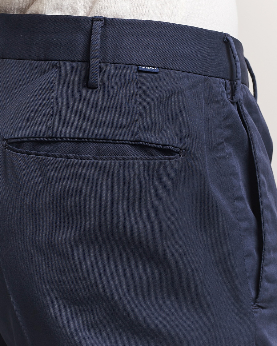 Homme | Pantalons | Incotex | Slim Fit Garment Dyed Cotton Chinos Navy