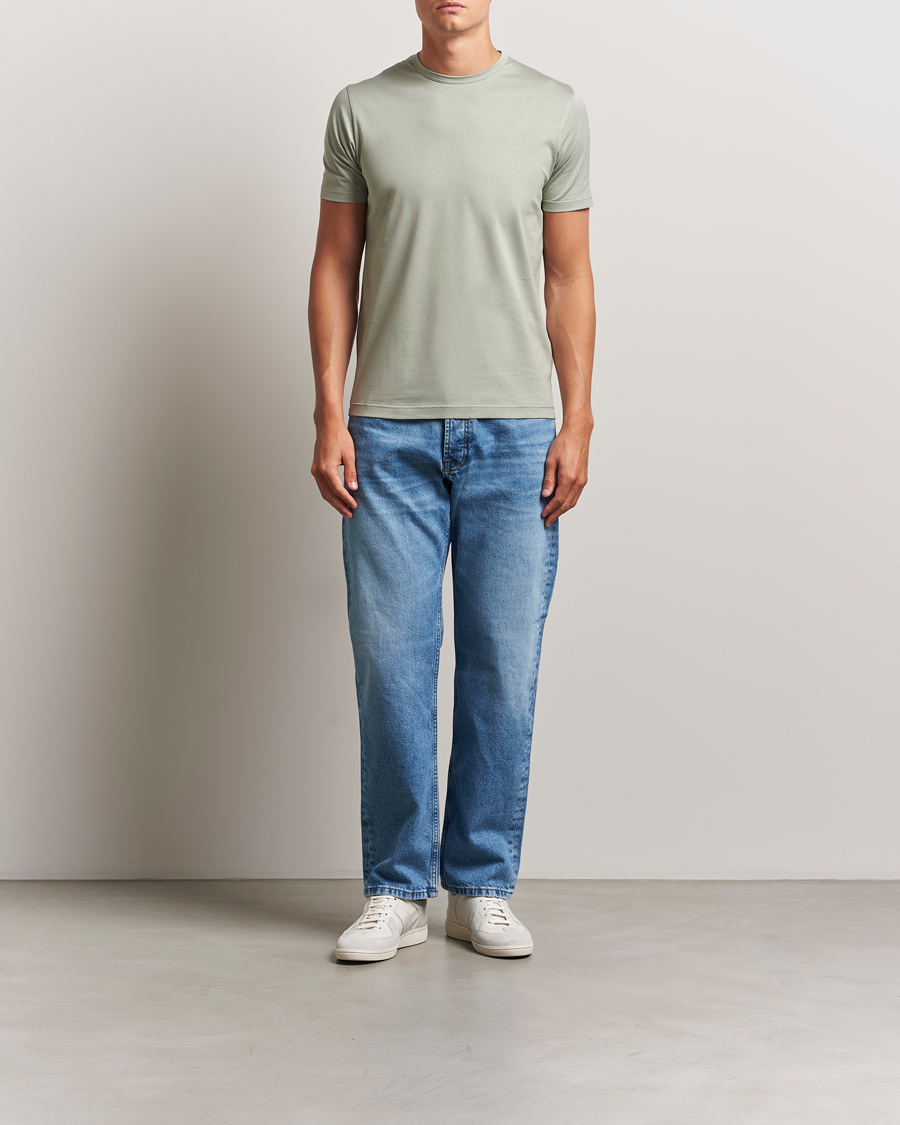 Homme | T-shirts | Sunspel | Crew Neck Q82 Cotton T-Shirt Pastel Green