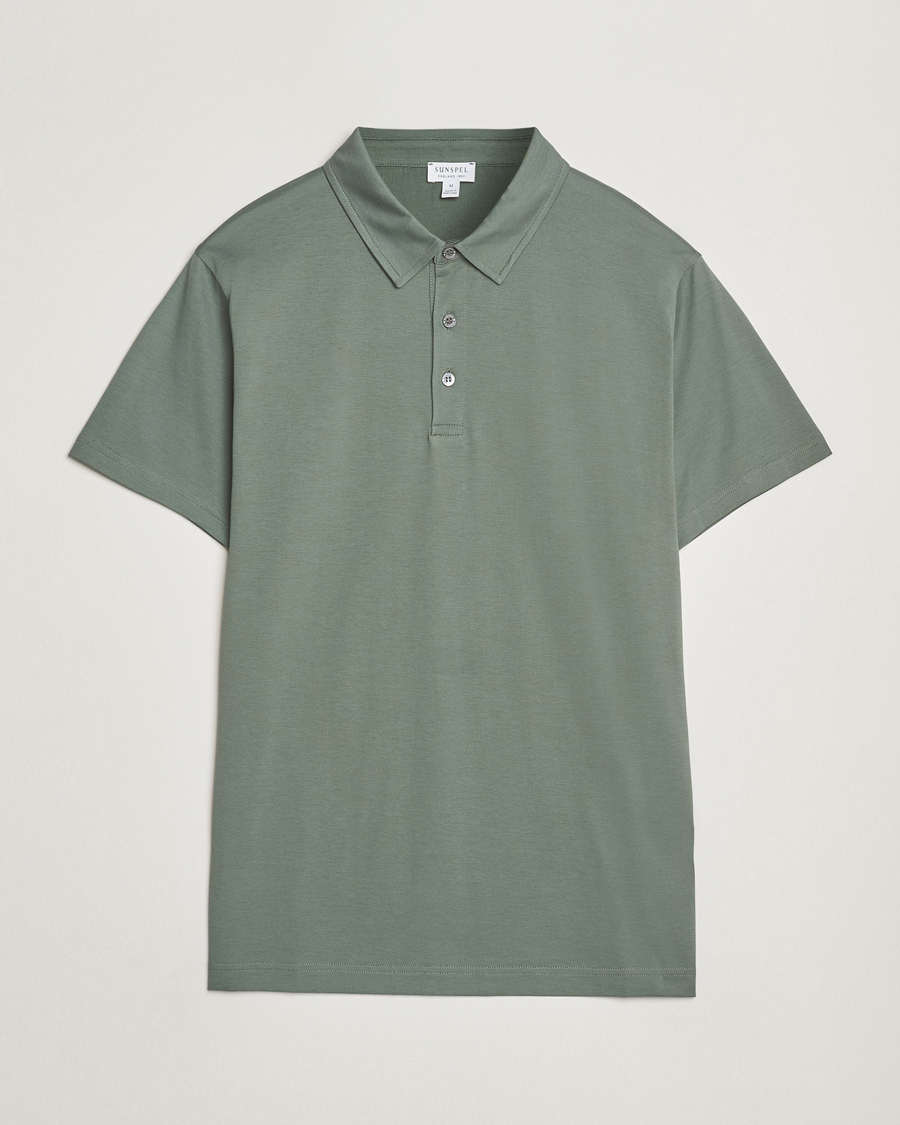 Homme | Polos | Sunspel | Cotton Jersey Polo Dusk Green