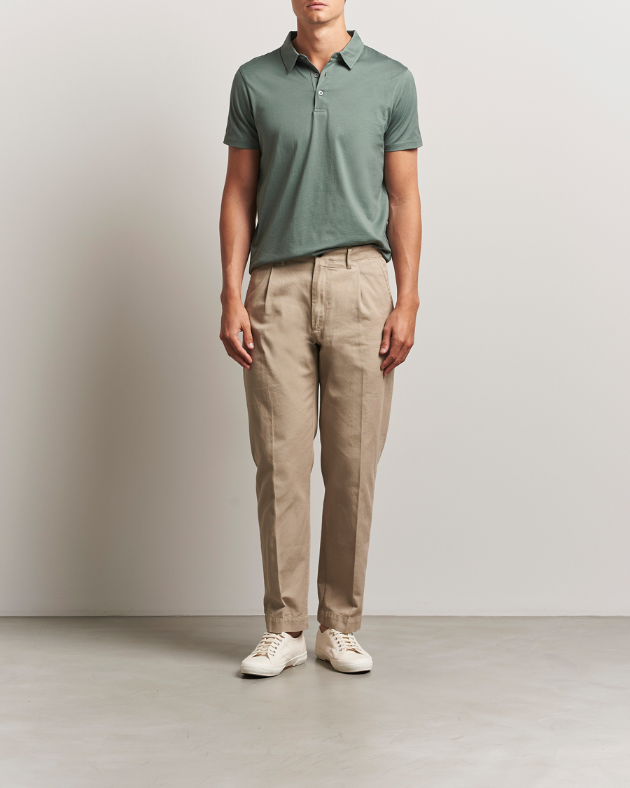 Homme | Polos | Sunspel | Cotton Jersey Polo Dusk Green