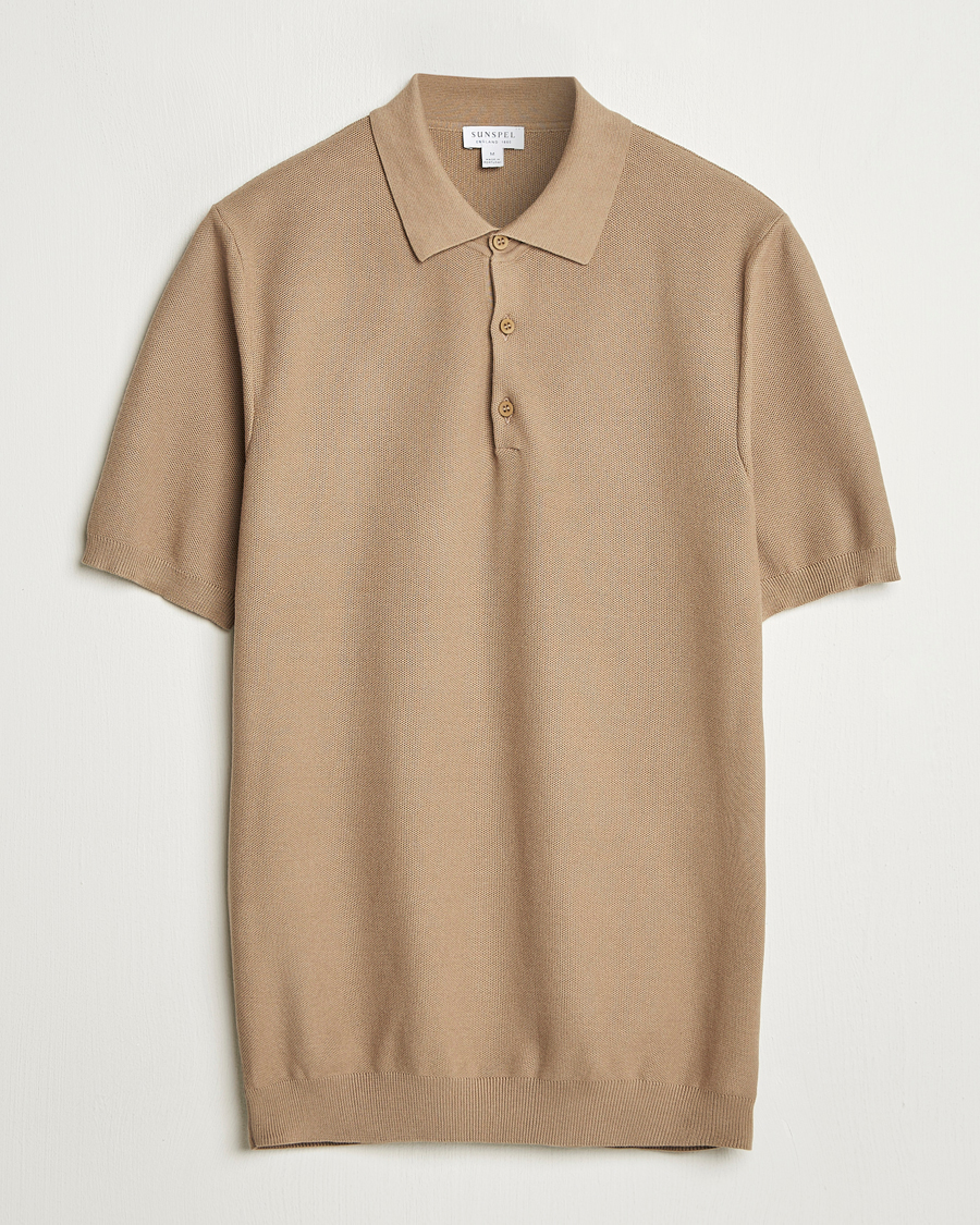 Homme | Polos | Sunspel | Fine Texture Polo Dune