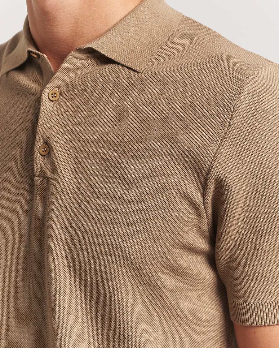 Homme | Polos | Sunspel | Fine Texture Polo Dune