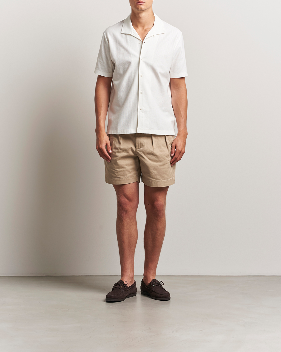 Homme | Chemises | Sunspel | Open Collar Mesh Shirt Ecru