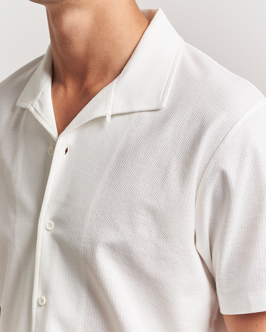 Homme | Chemises | Sunspel | Open Collar Mesh Shirt Ecru