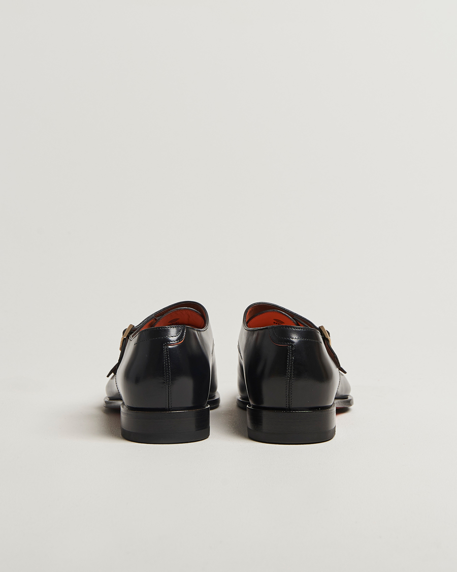Homme | Chaussures À Boucles | Santoni | Adrian Double Monk Black Calf