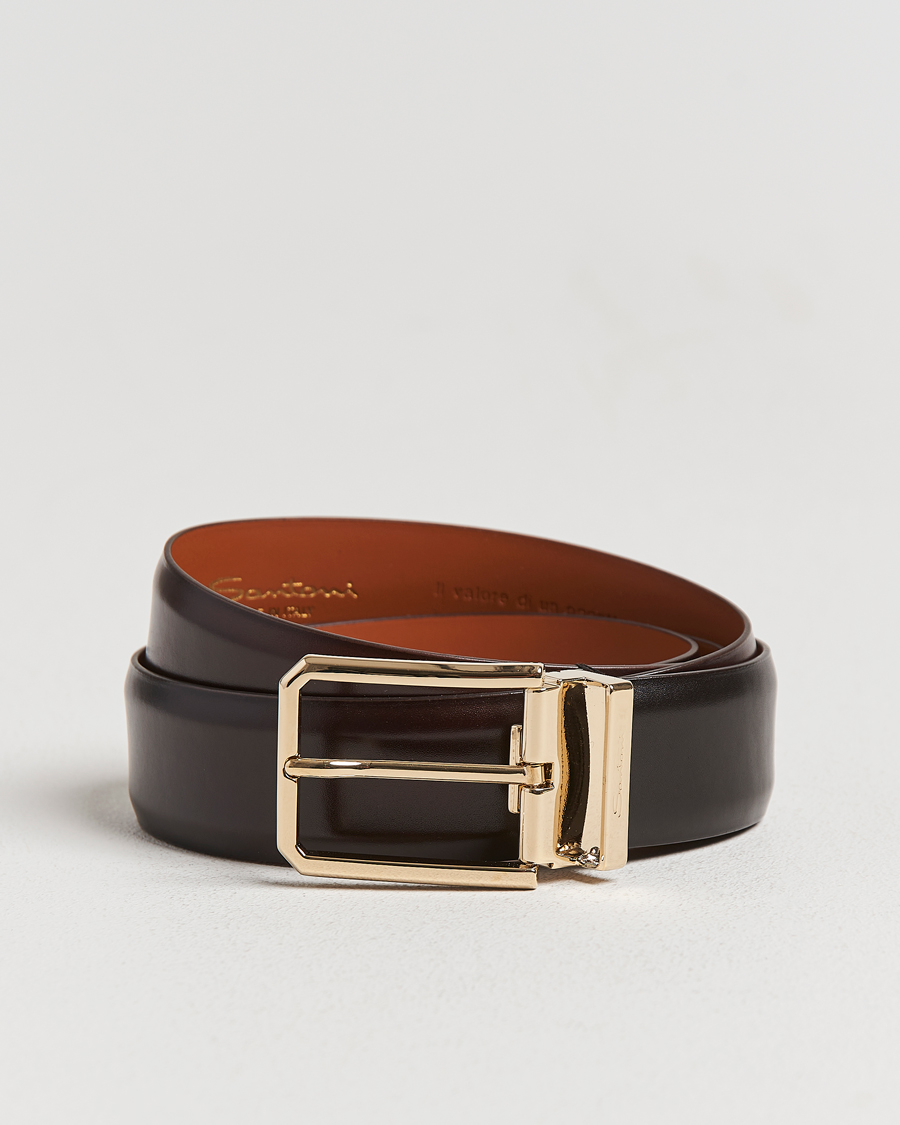 Homme | Ceintures | Santoni | Classic Leather Belt Dark Brown Calf