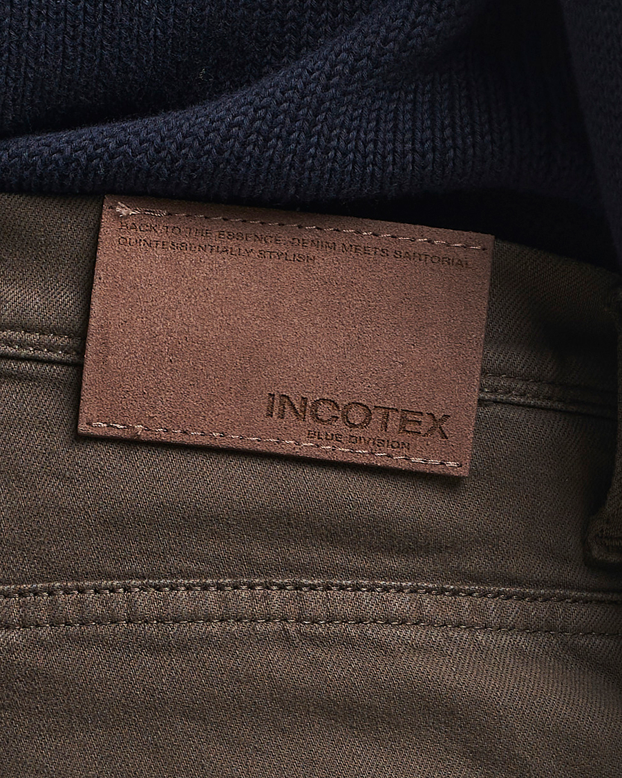 Homme | Pantalons | Incotex | 5-Pocket Cotton Stretch Pants Dark Brown