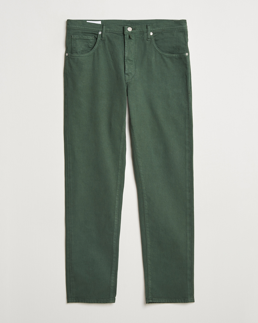Homme | Pantalons | Incotex | 5-Pocket Cotton Stretch Pants Dark Green