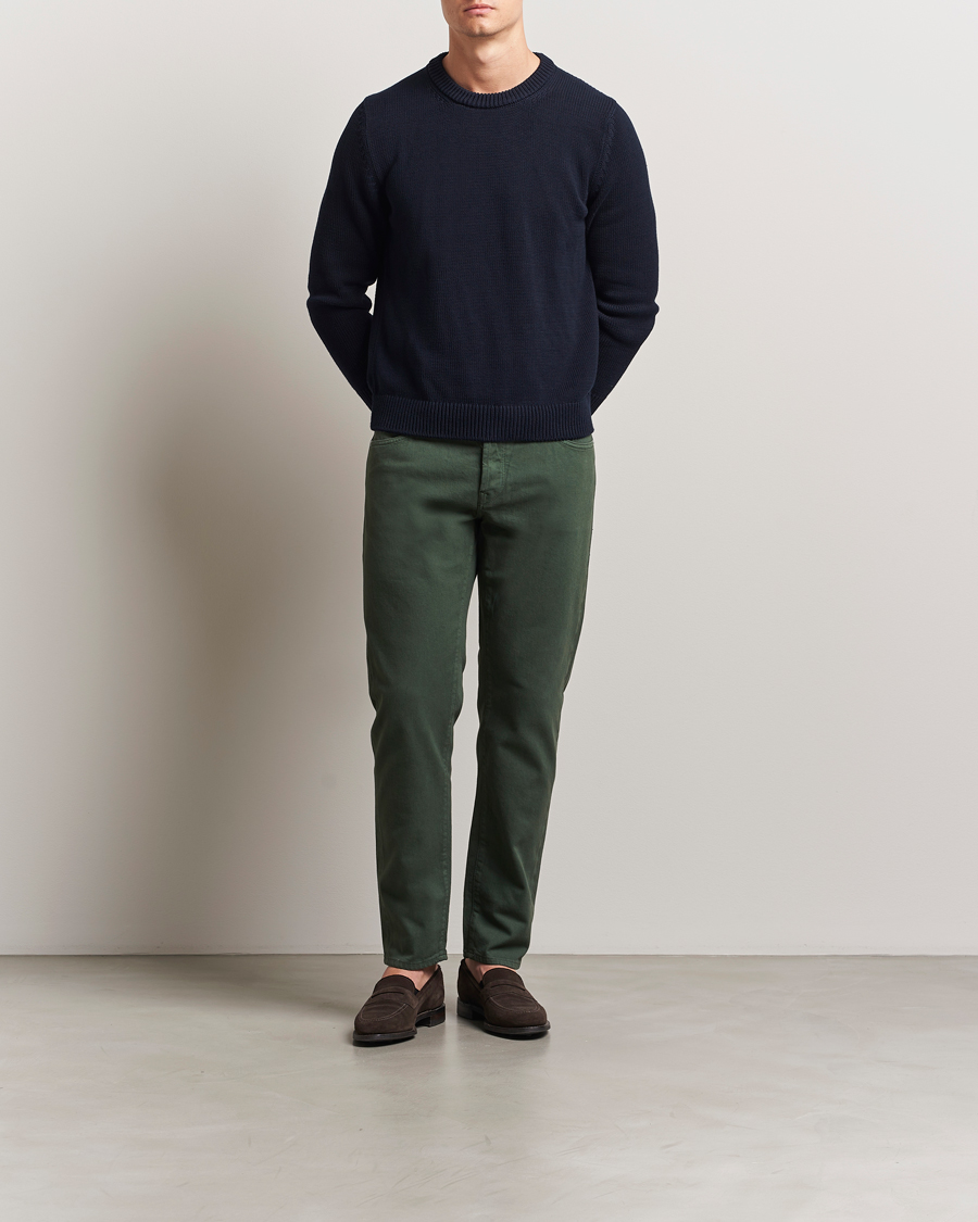 Homme | Pantalons | Incotex | 5-Pocket Cotton Stretch Pants Dark Green