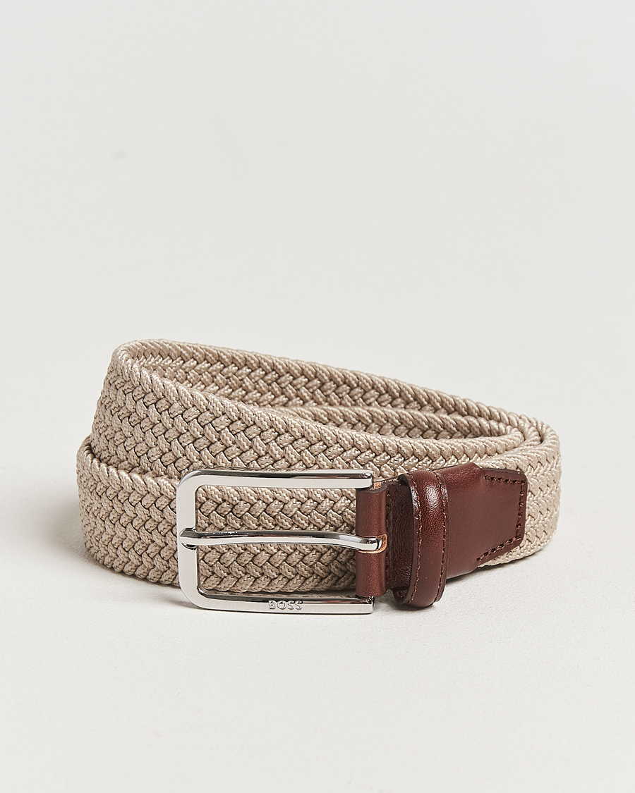 Homme | Ceintures | BOSS BLACK | Clorio Elastic Woven Belt Light Beige