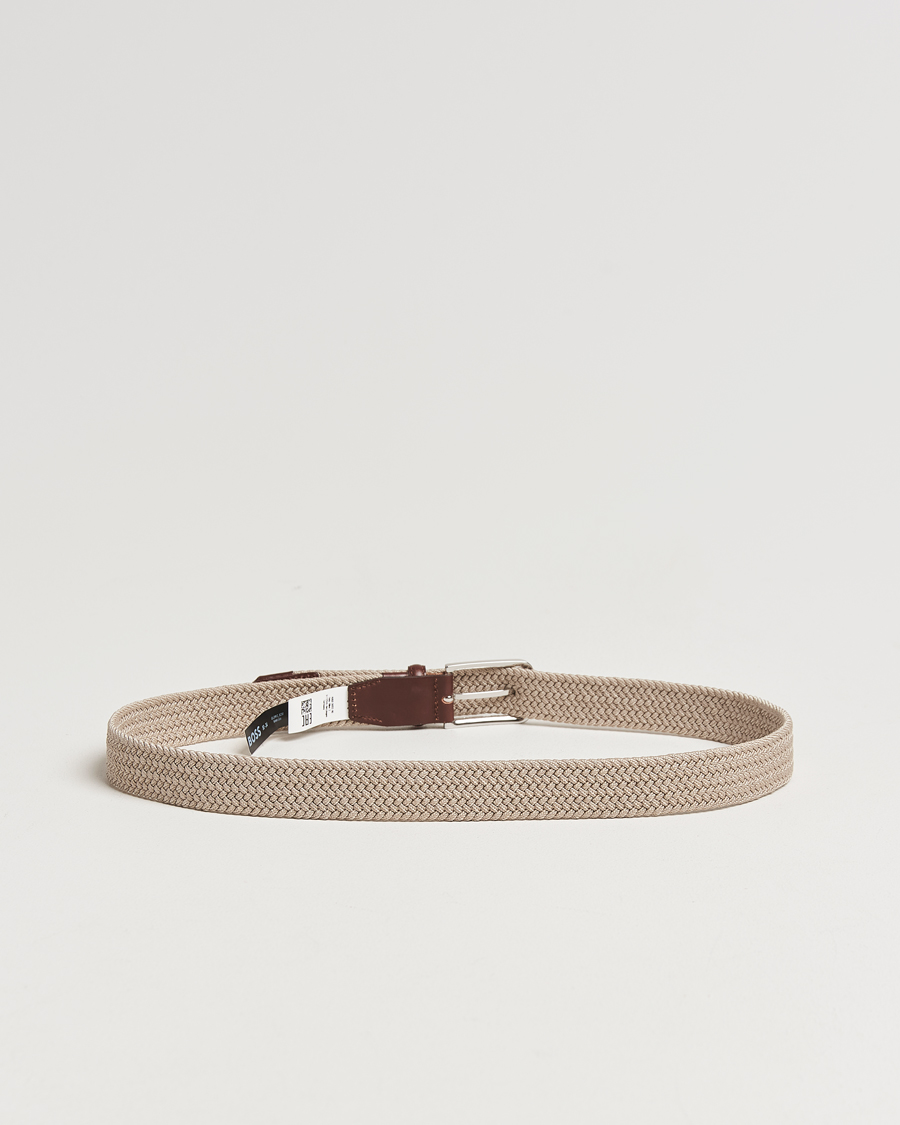 Homme | Ceintures | BOSS BLACK | Clorio Elastic Woven Belt Light Beige