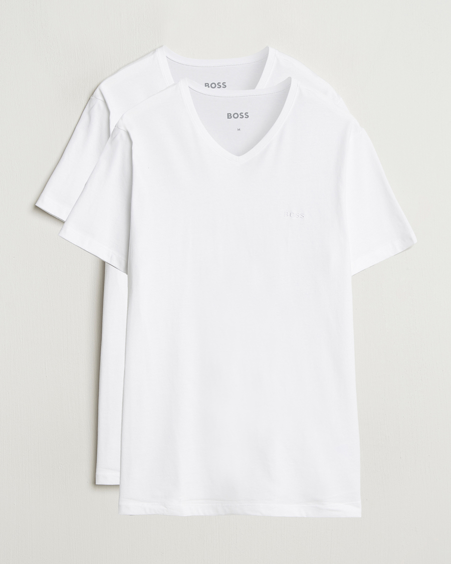 Homme | T-shirts | BOSS BLACK | 2-Pack Relaxed Fit V-Neck T-Shirt White