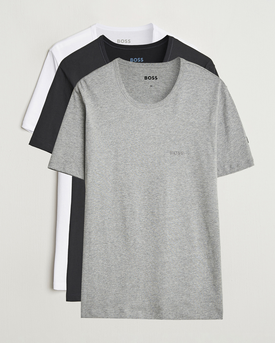 Homme | T-shirts | BOSS BLACK | 3-Pack Crew Neck T-Shirt White/Grey/Black