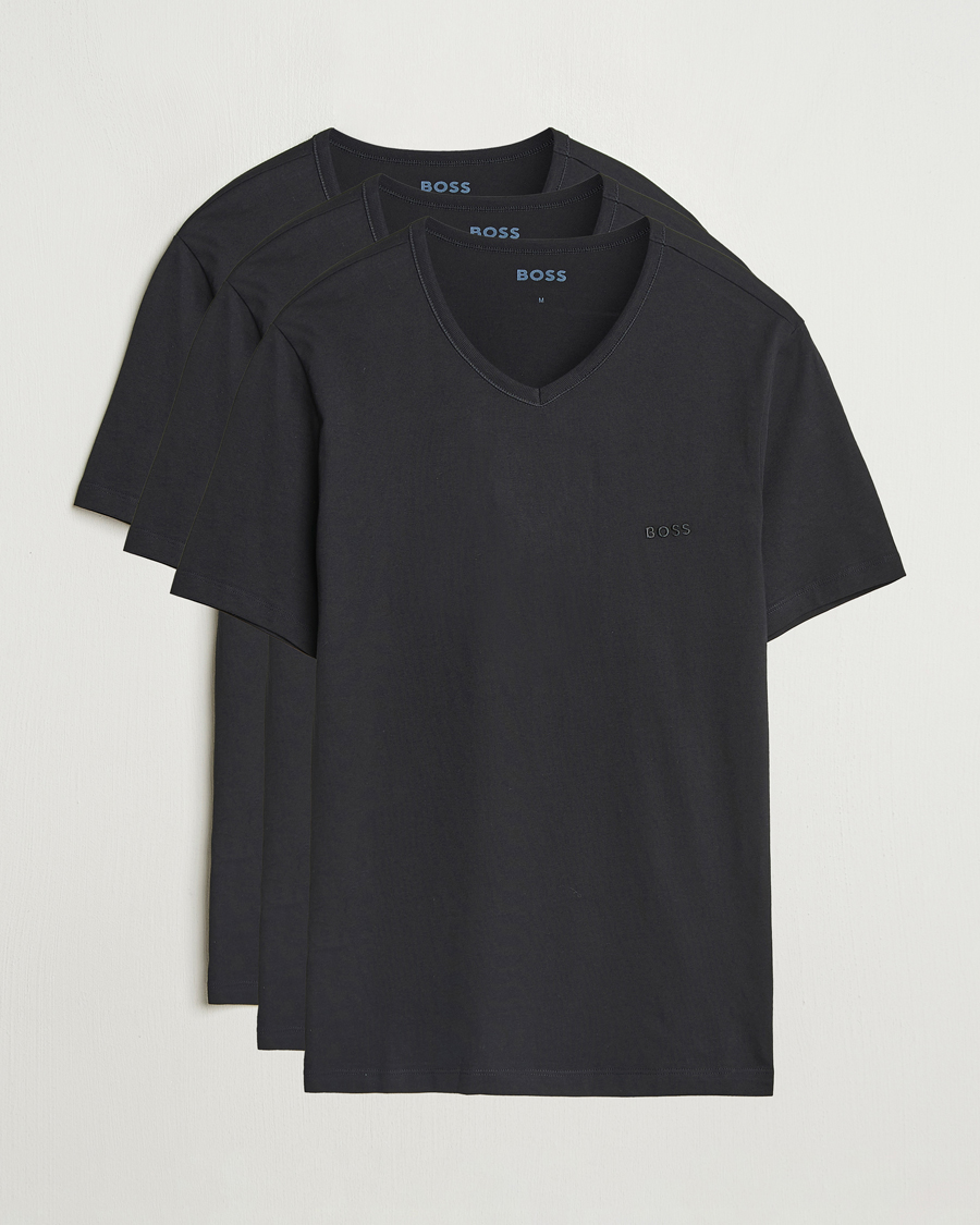 Homme | T-shirts | BOSS BLACK | 3-Pack V-Neck T-Shirt Black