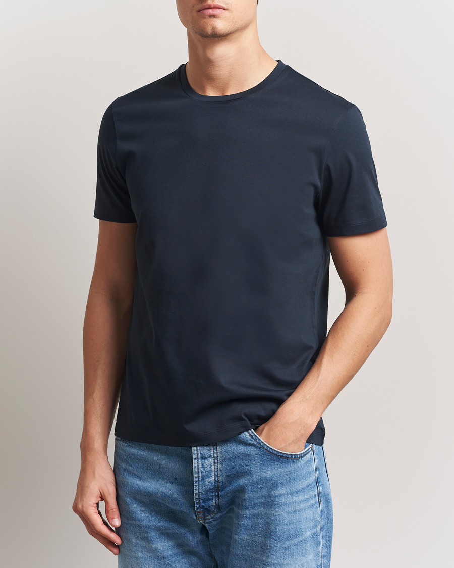 Homme | T-shirts | BOSS BLACK | Tessler Mercerized Crew Neck T-Shirt Dark Blue