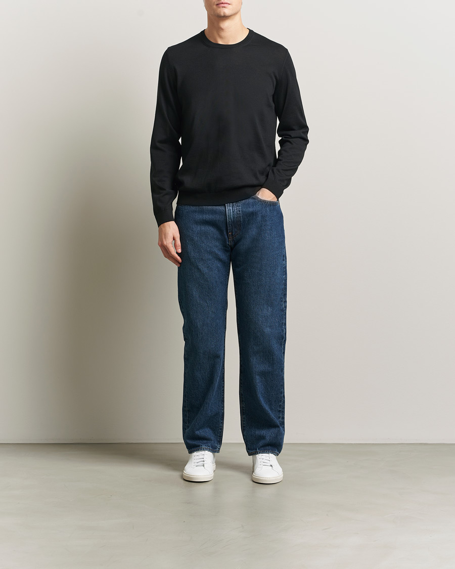 Homme | Pulls Et Tricots | BOSS BLACK | Leno Wool Crew Neck Pullover Black