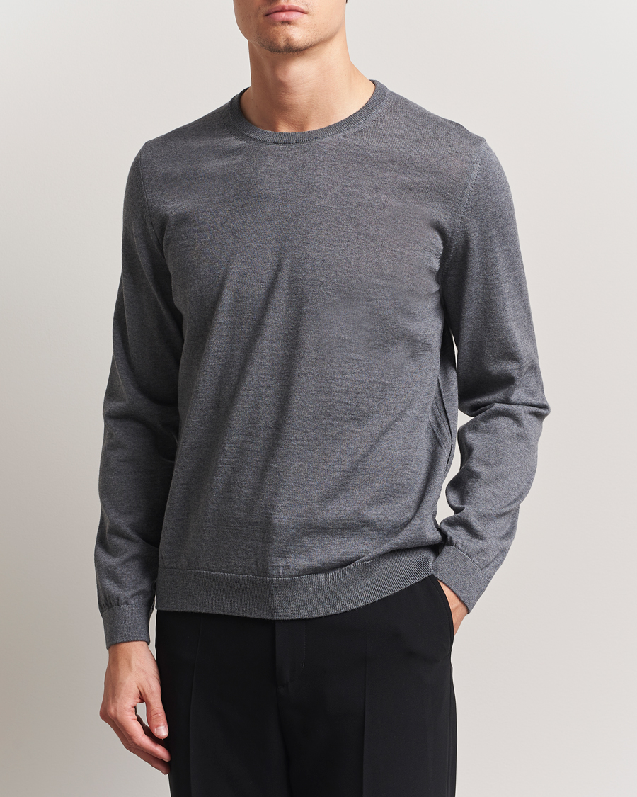 Homme | Pulls Et Tricots | BOSS BLACK | Leno Wool Crew Neck Pullover Medium Grey
