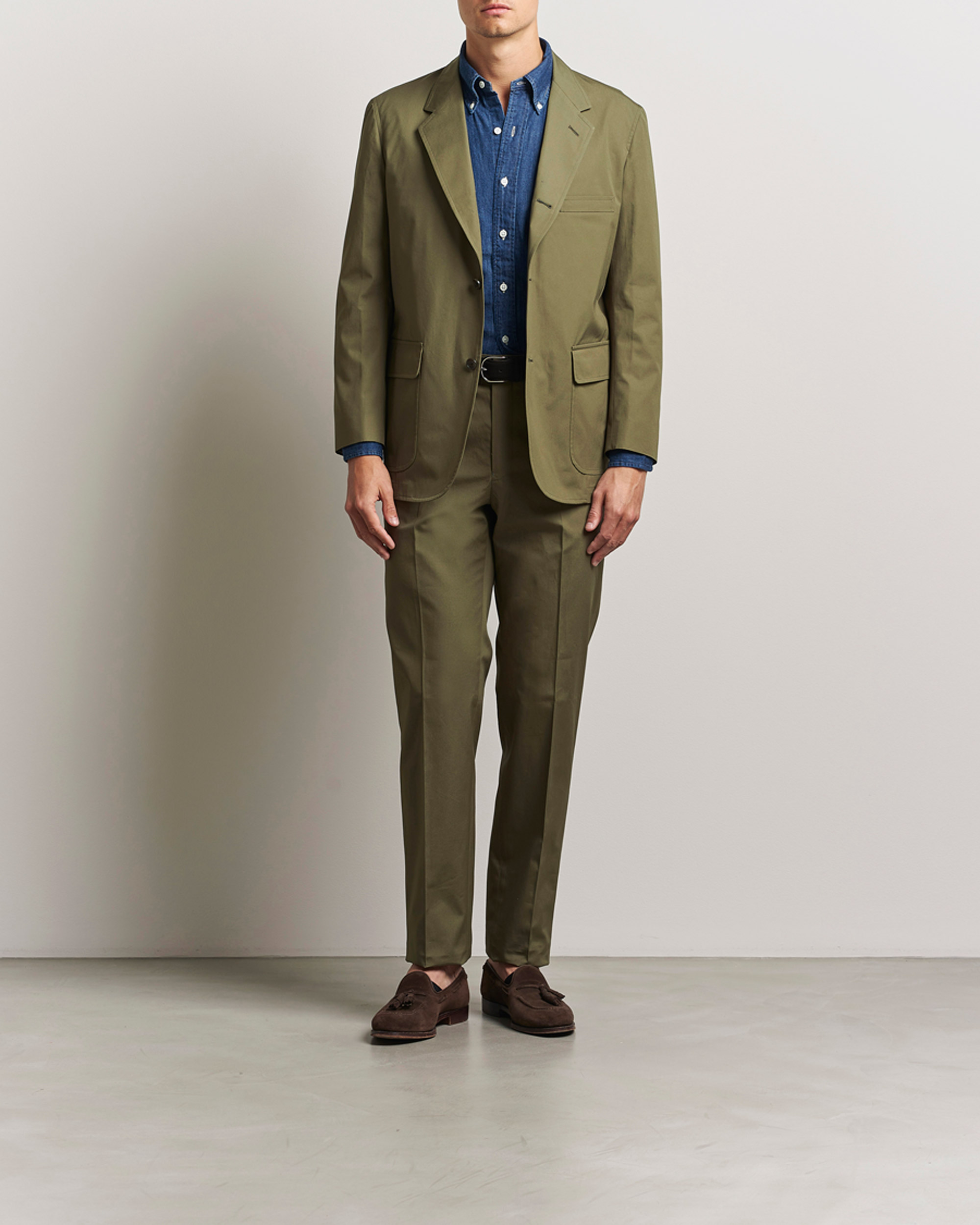 Homme | Pantalons | Kamakura Shirts | Cotton Ivy Trousers Olive