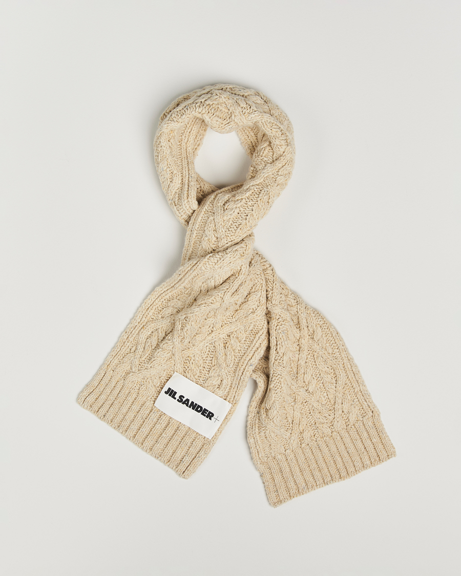 Homme | Jil Sander Wool Donegal Cable Scarf Natural | Jil Sander | Wool Donegal Cable Scarf Natural